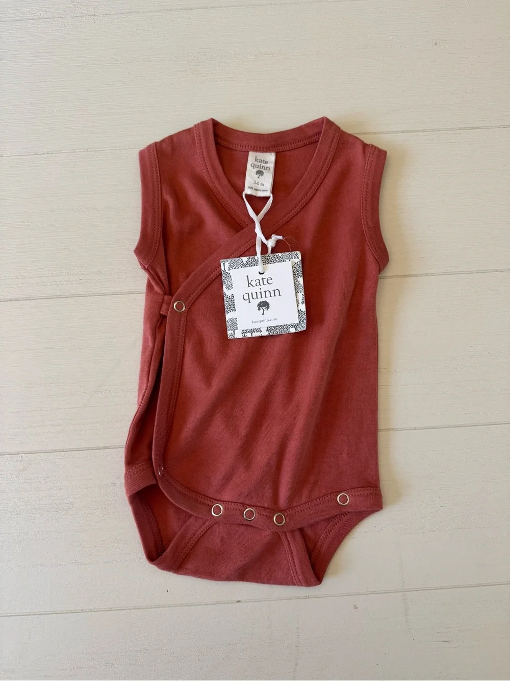 Kate Quinn Organic Cotton Wrap Bodysuit | 3–6 Months | NWT | Gender Neutral